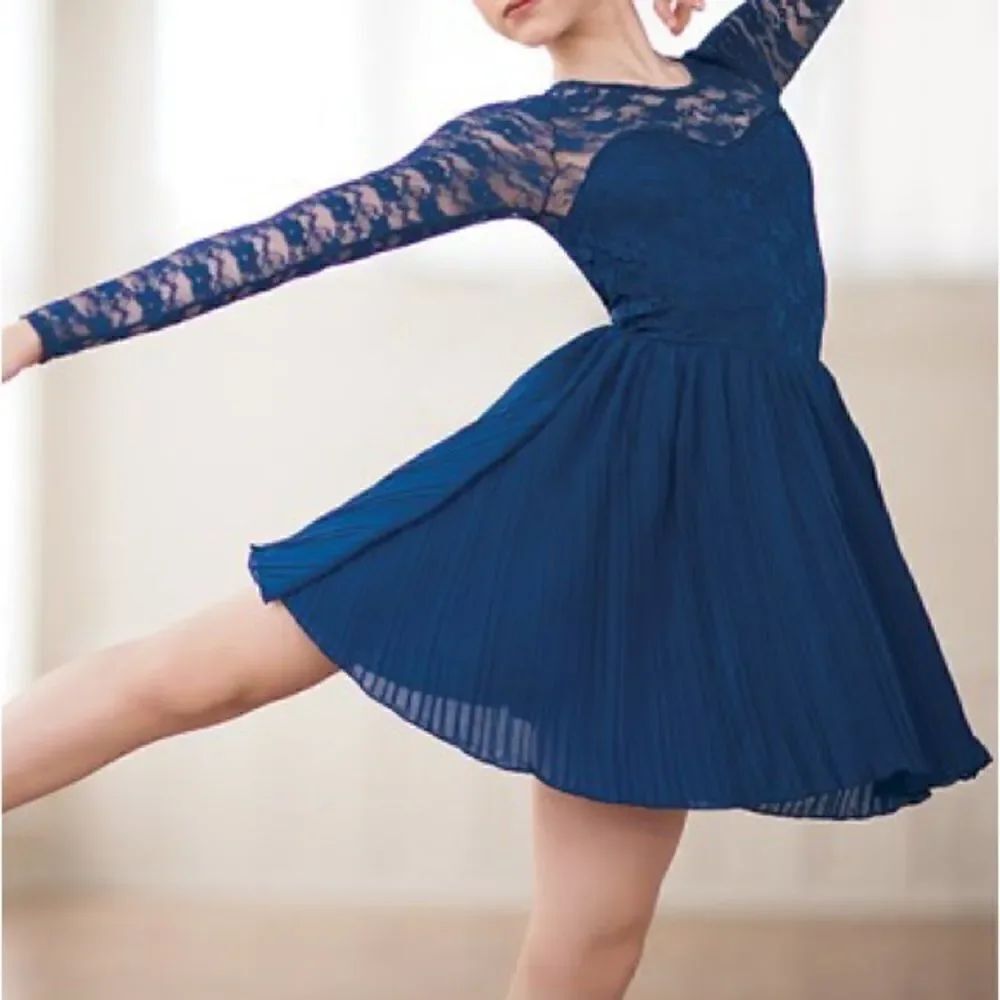 Weissman Balera dance costume blue lace Pleated Skirt Lyrical Dress D8180 LC